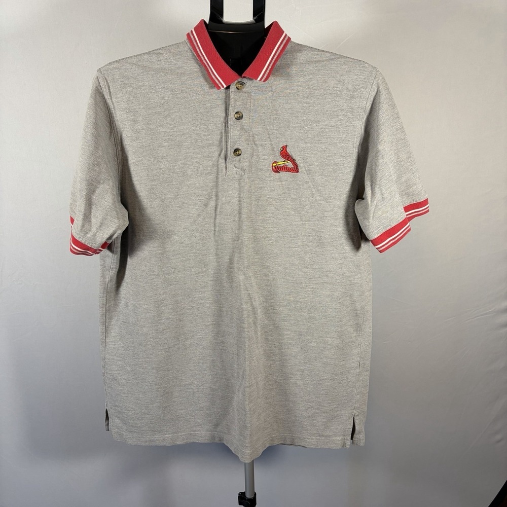 VTG Men St Louis Cardinals Large Polo Lee Sport Baseball Embroidered 90s Grandpa